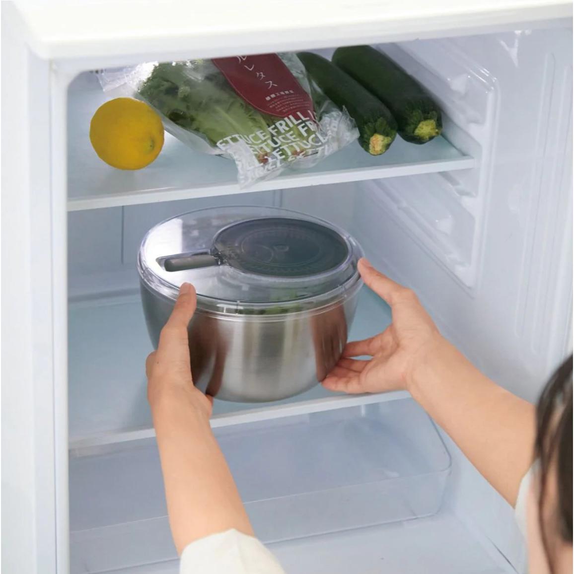 Japanese Stainless Steel 3L Salad Spinner – Quick Dry, Space‑Saving Design