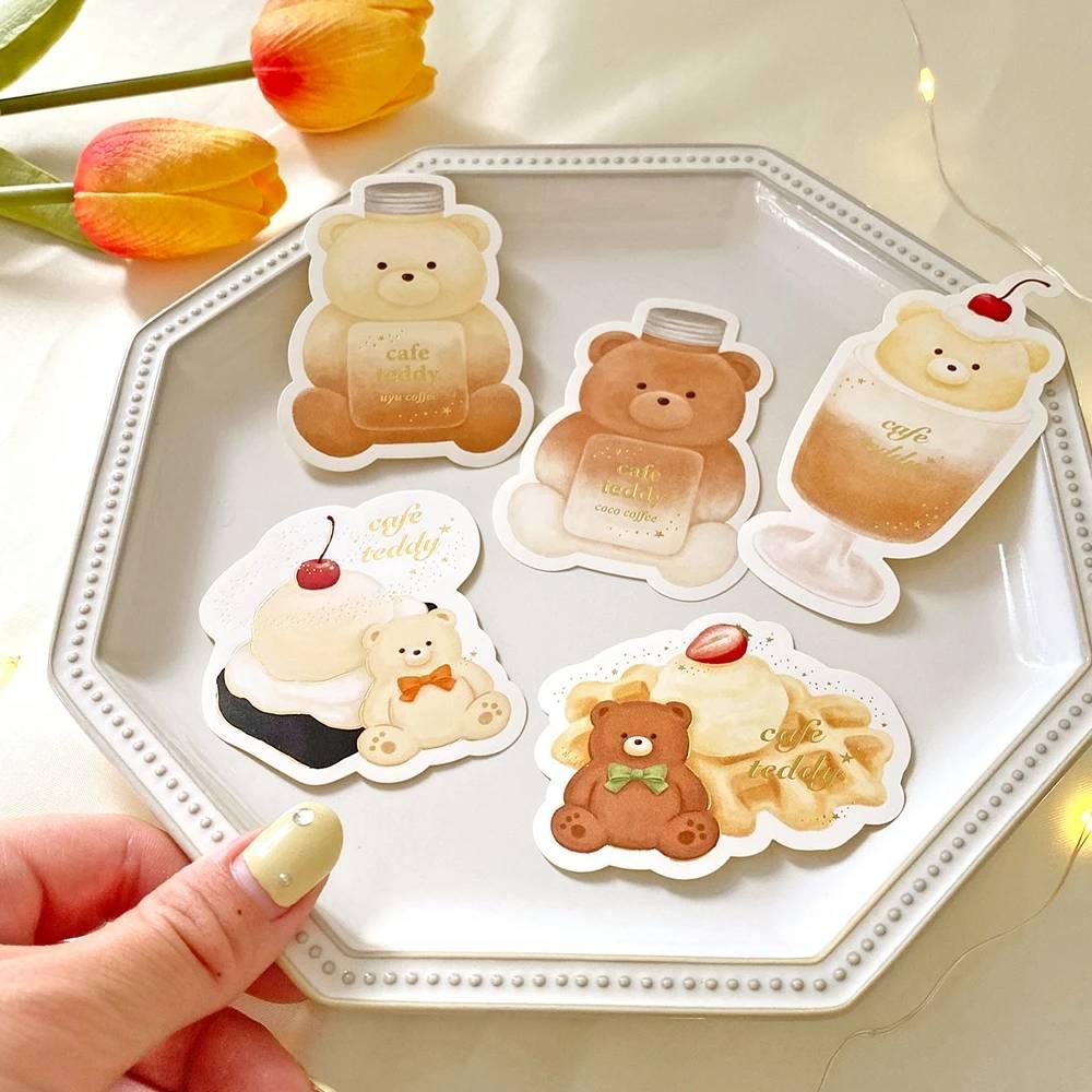 Large Foil-Stamped Teddy Bear Cake Sticker – Cute Decorative Paper