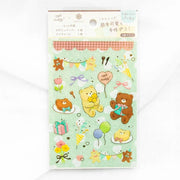 Cute Teddy Bear Sticker Set – Foil Stamped Café Party Design