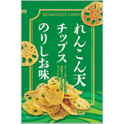 A bag of Daiko Salted Nori Lotus Root Renkon Chips showing crispy sliced lotus root pieces with seaweed seasoning