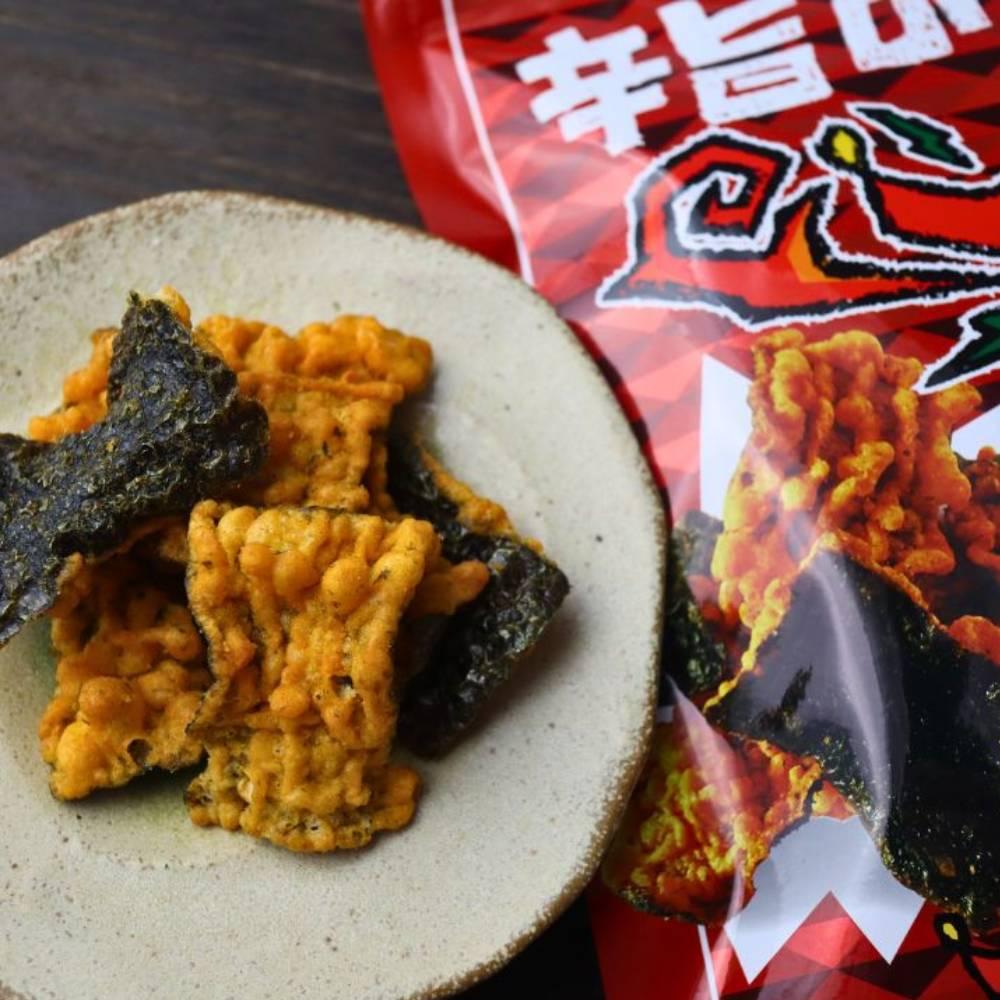 Daiko Noriten Biriri Kun Spicy Togarashi Tempura Seaweed Chips – 10 Pack Extra‑Hot Japanese Snack