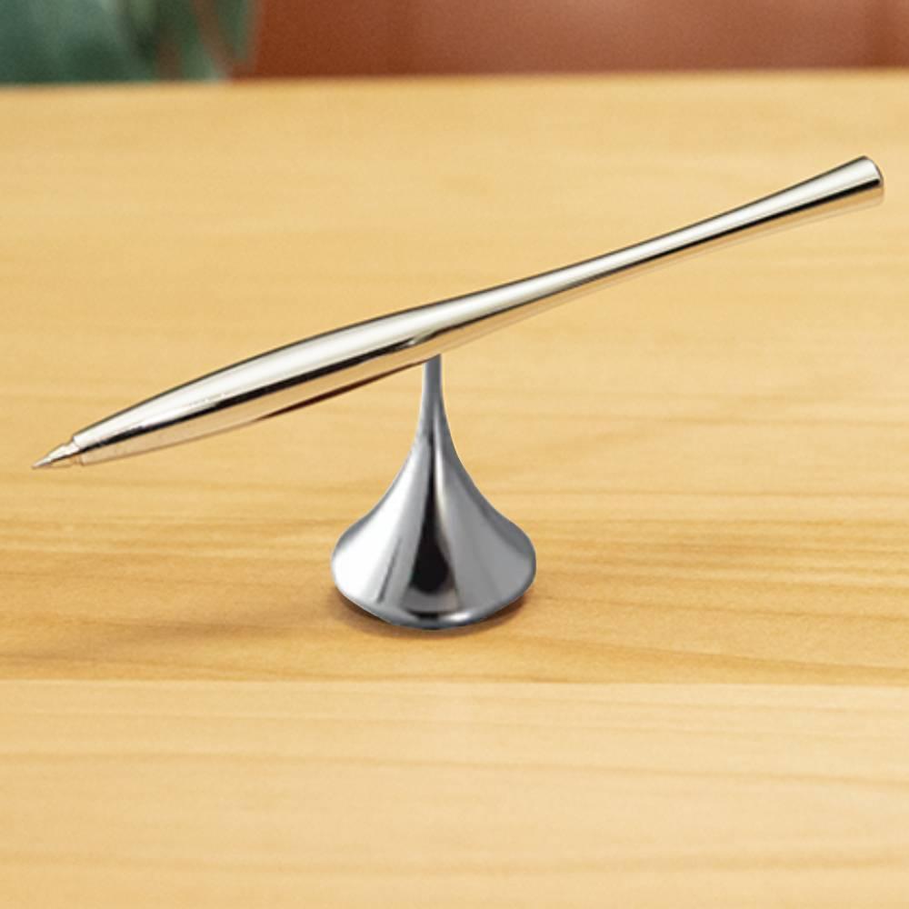 Delight Labo Chrome Metal Floating Ballpoint Pen with Stand