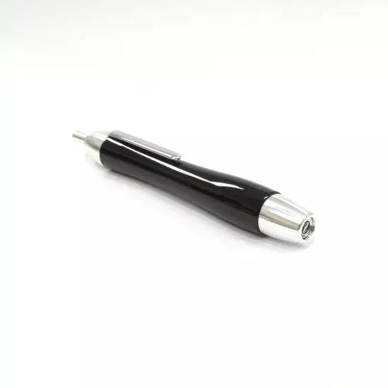 Delight Labo Elegant Piano Black Ballpoint Pen featuring a high-gloss lacquer finish and gold accents on a professional desk setting