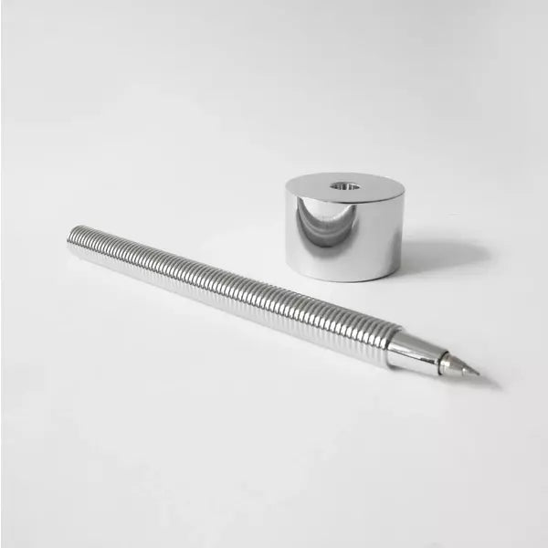 Delight Labo Silver Standing Ballpoint Pen Brass Aluminum Design