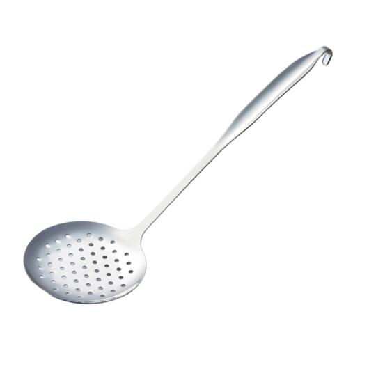 Akagawa Tsubame One-Piece Stainless Steel Skimmer Spoon with mirror finish and drainage holes