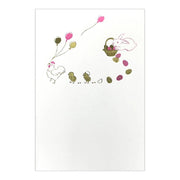 Gold Foil Easter Postcard with Cute Bunnies and Chicks
