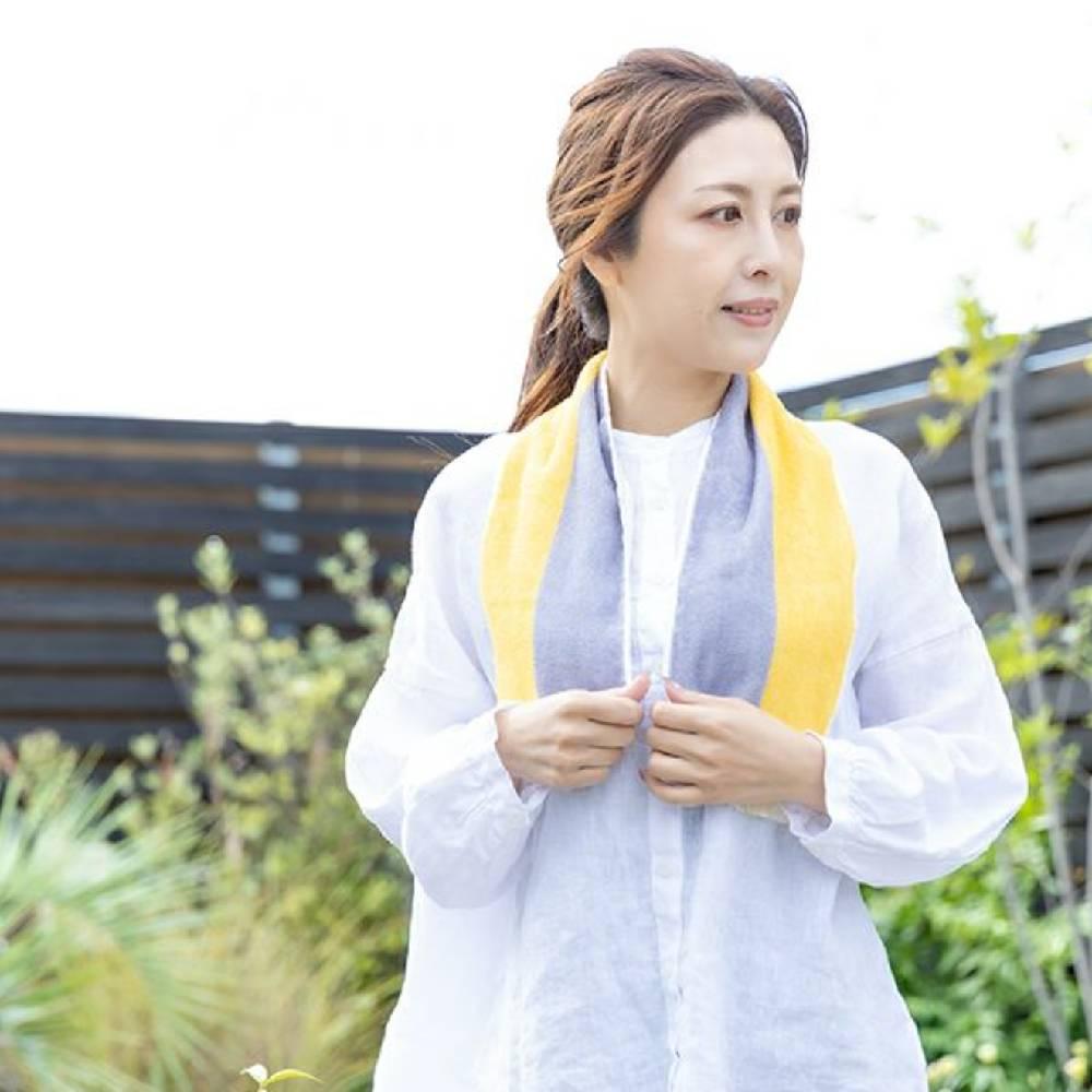 Eco de Cool Lightweight Cooling Towel Scarf – Yellow Grey 16x90cm