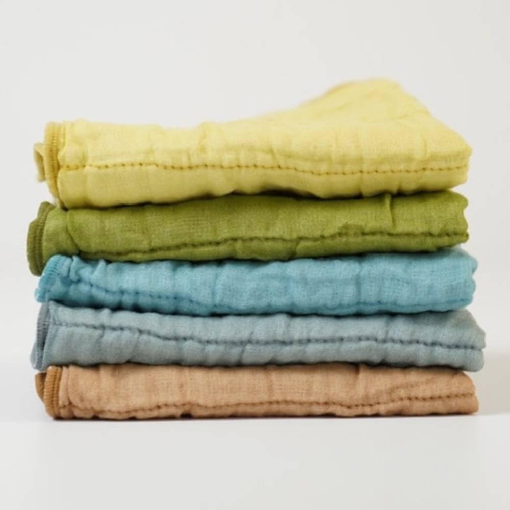 Five‑Layer Olive Green Muslin Dish Cloth – Soft Japanese Kitchen Towel