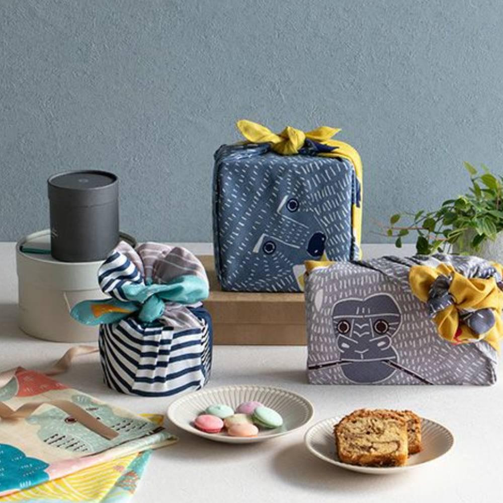 Colorful Bear Furoshiki Wrapping Cloth – 50cm Organic Cotton