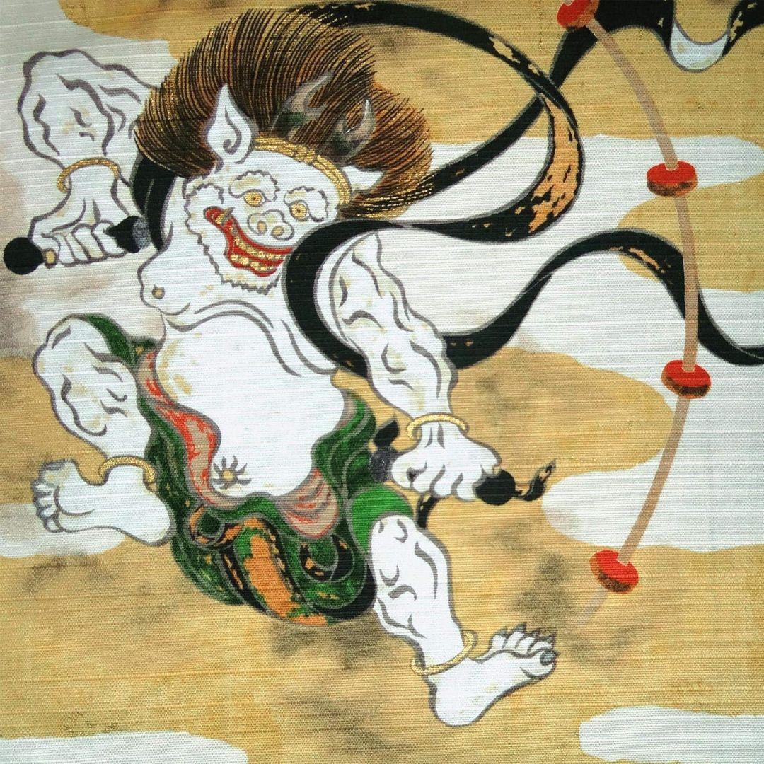Japanese Furoshiki Wind and Thunder God Cotton Wrapping Cloth 48cm