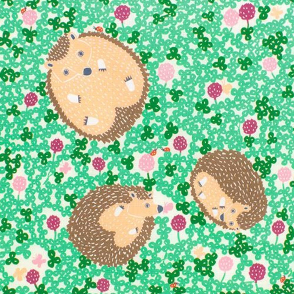 Japanese Furoshiki Hedgehog Design Green Cotton Wrapping Cloth 50cm Versatile