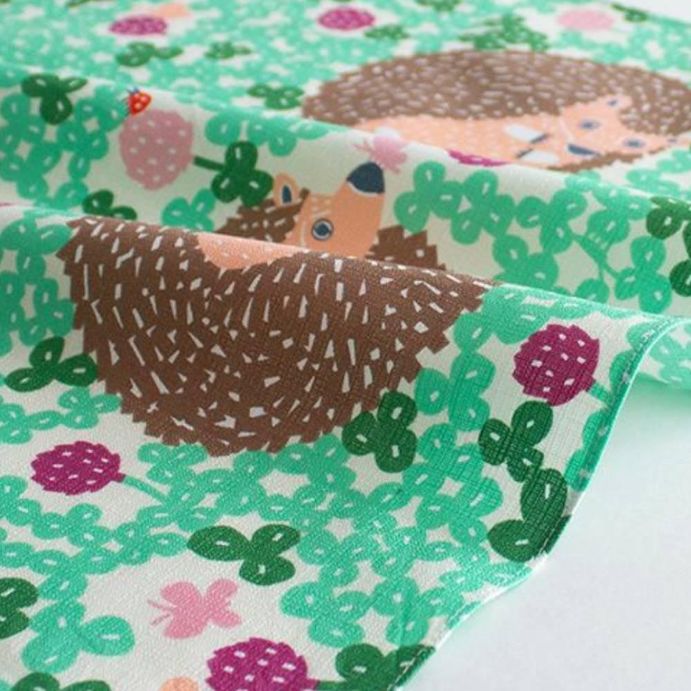 Japanese Furoshiki Hedgehog Design Green Cotton Wrapping Cloth 50cm Versatile