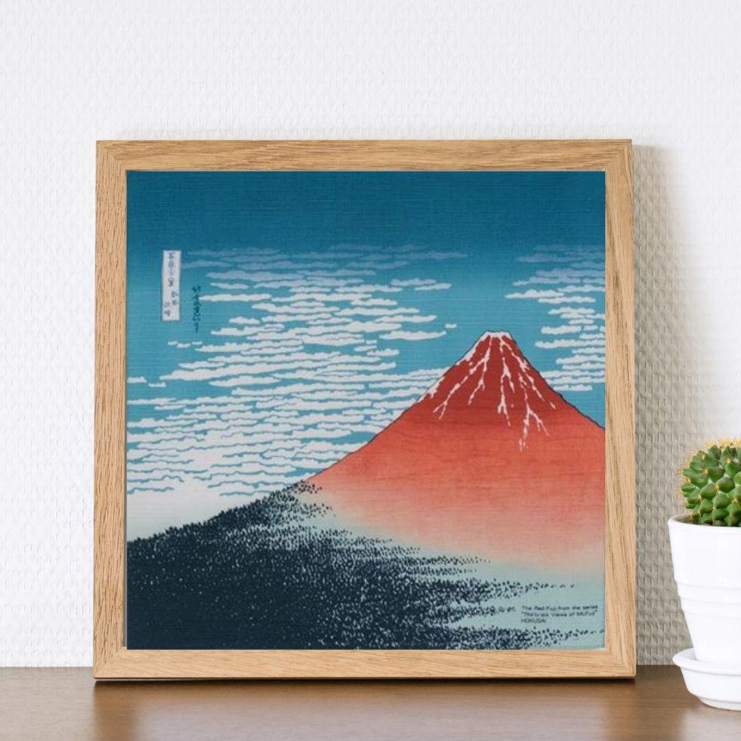 Red Fuji Ukiyo-e Furoshiki Cotton Wrapping Cloth 48x48cm