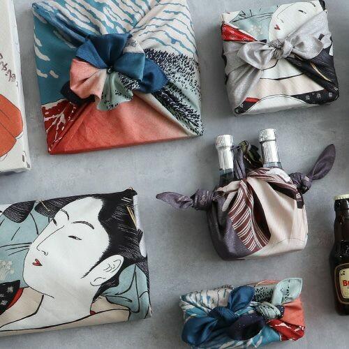Red Fuji Ukiyo-e Furoshiki Organic Cotton Wrapping Cloth 70x70cm