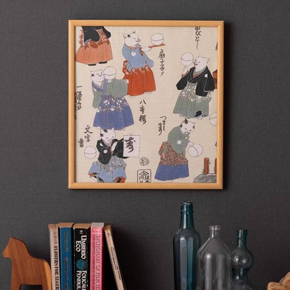Japanese Cat Ukiyo-e Furoshiki Wrapping Cloth 48cm Premium Cotton