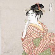 Musubi Ukiyo-e Furoshiki 70cm Japanese wrapping cloth featuring the famous Ukiyo-e print of a woman blowing a glass pipe by Kitagawa Utamaro