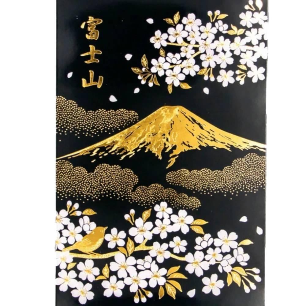 Gold Foil Stamped Mount Fuji Spring Cherry Blossom Postcard