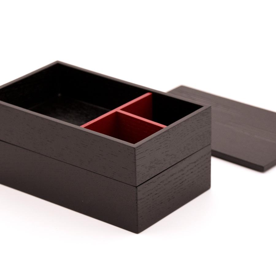 Isuke Black Ash Wood Two‑Tier Bento Lunch Box Large