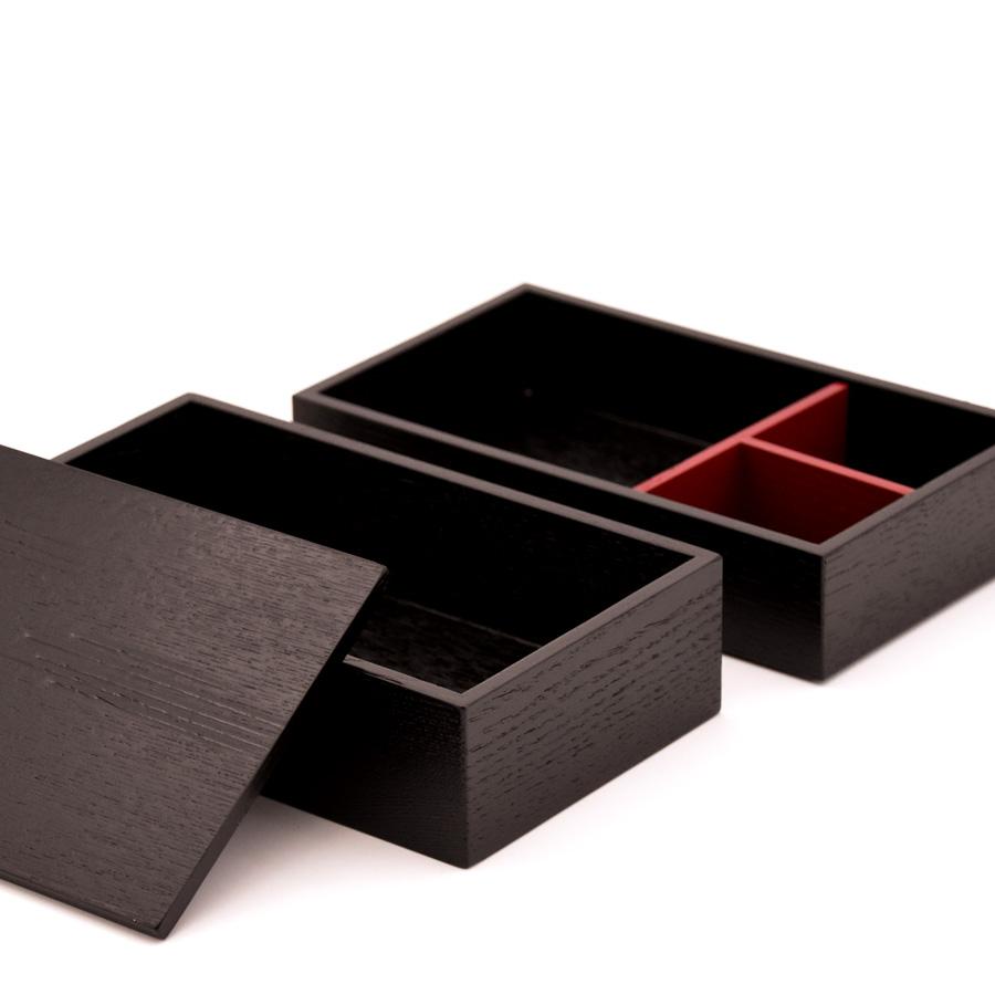 Isuke Black Ash Wood Two‑Tier Bento Lunch Box Large