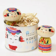 Handcrafted Japanese Kokeshi Doll in Collectible Tin – Flat Head