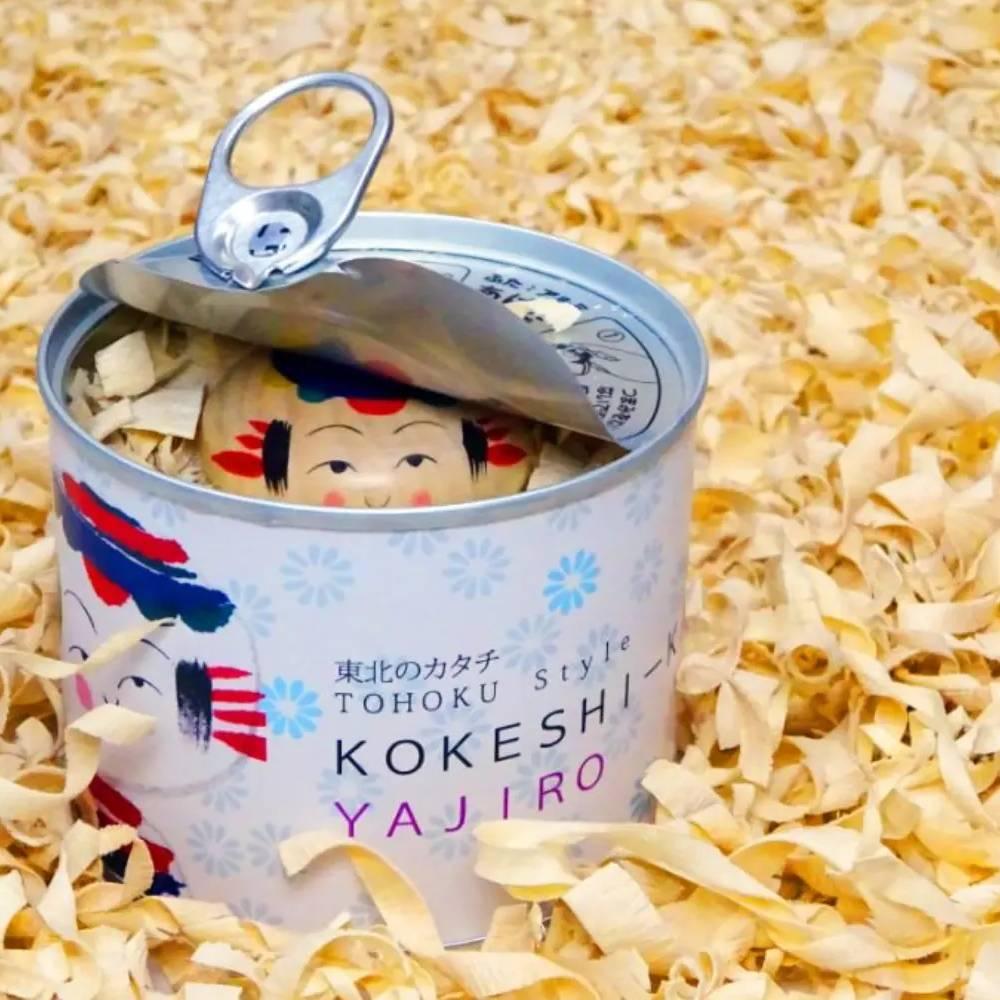 Handcrafted Japanese Kokeshi Doll in Collectible Tin – Flat Head