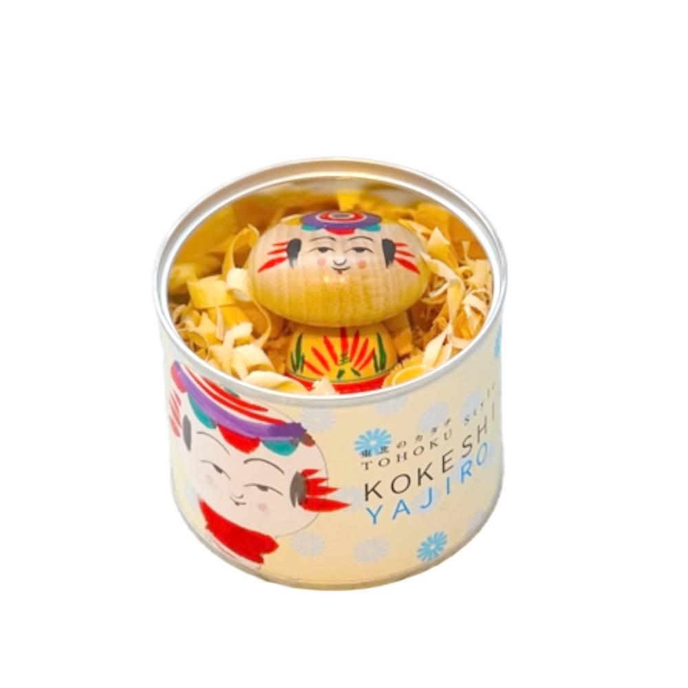 Handcrafted Japanese Kokeshi Doll in Collectible Tin – Flat Head