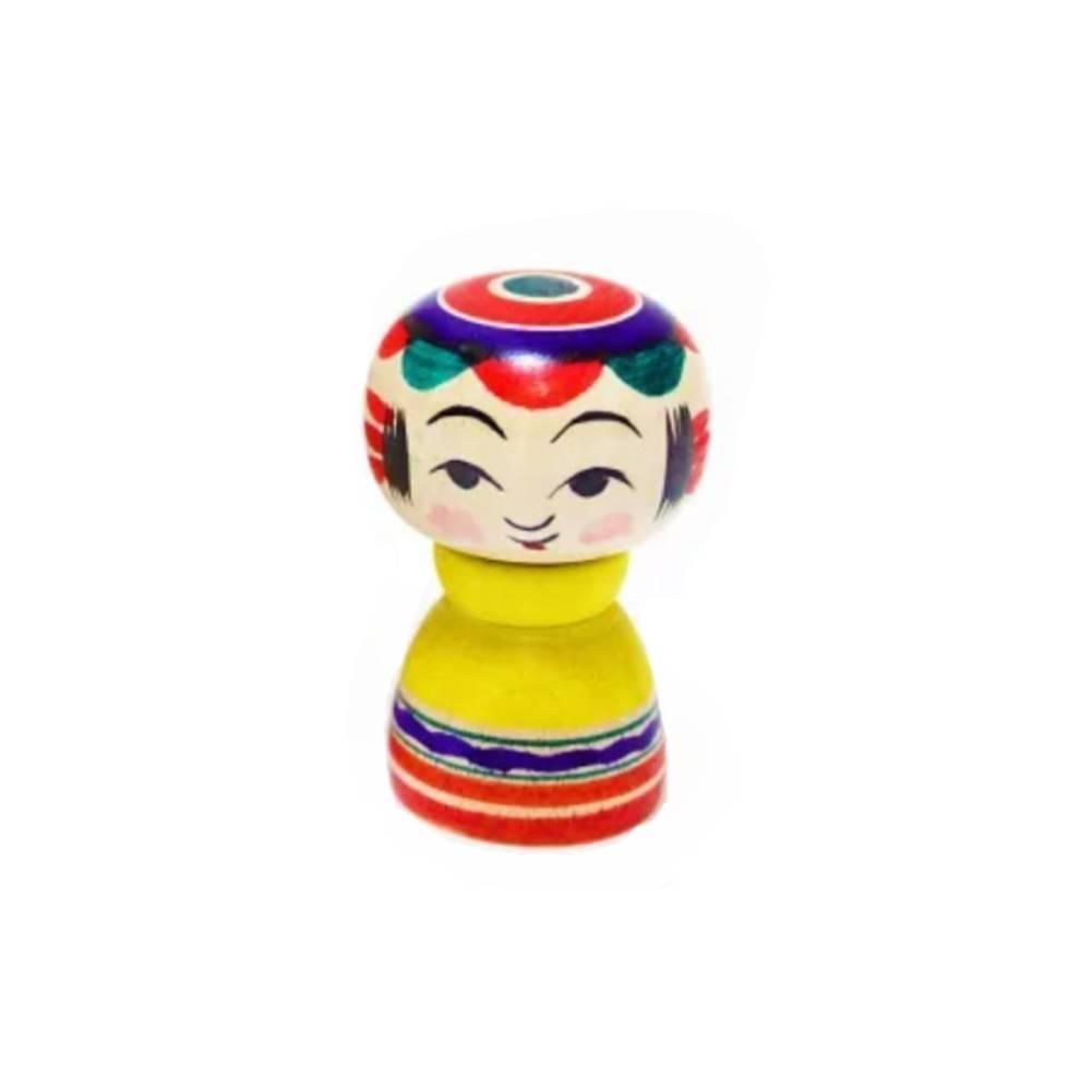 Handcrafted Taisho‑Era Kokeshi Doll in Decorative Metal Can