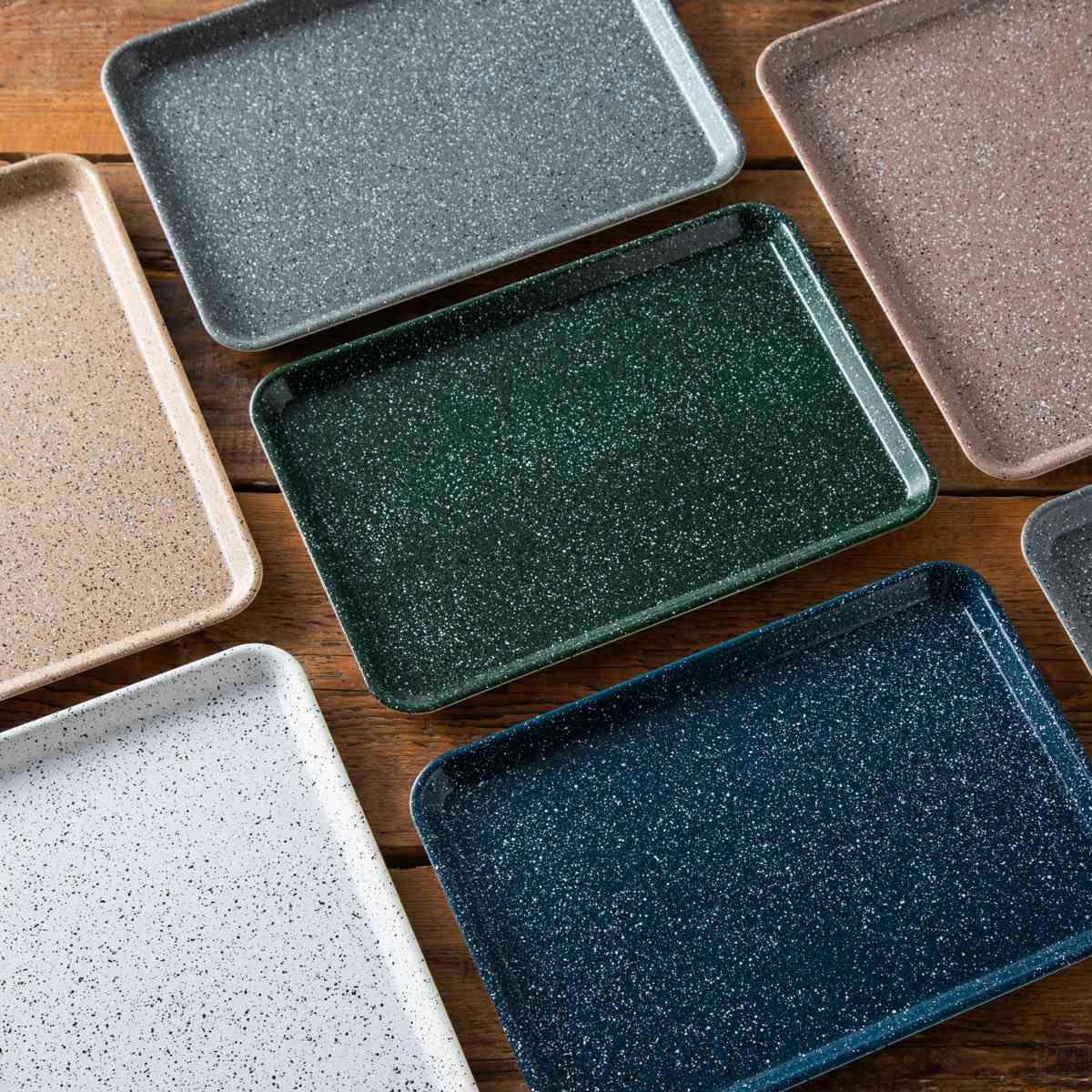 Handmade Stone-Style Kishu Lacquerware Tray Non‑Slip Navy Blue