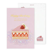 Gold Foil Pink Strawberry Shortcake Birthday Card Sparkling Postcard