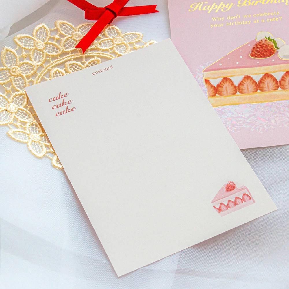 Gold Foil Pink Strawberry Shortcake Birthday Card Sparkling Postcard