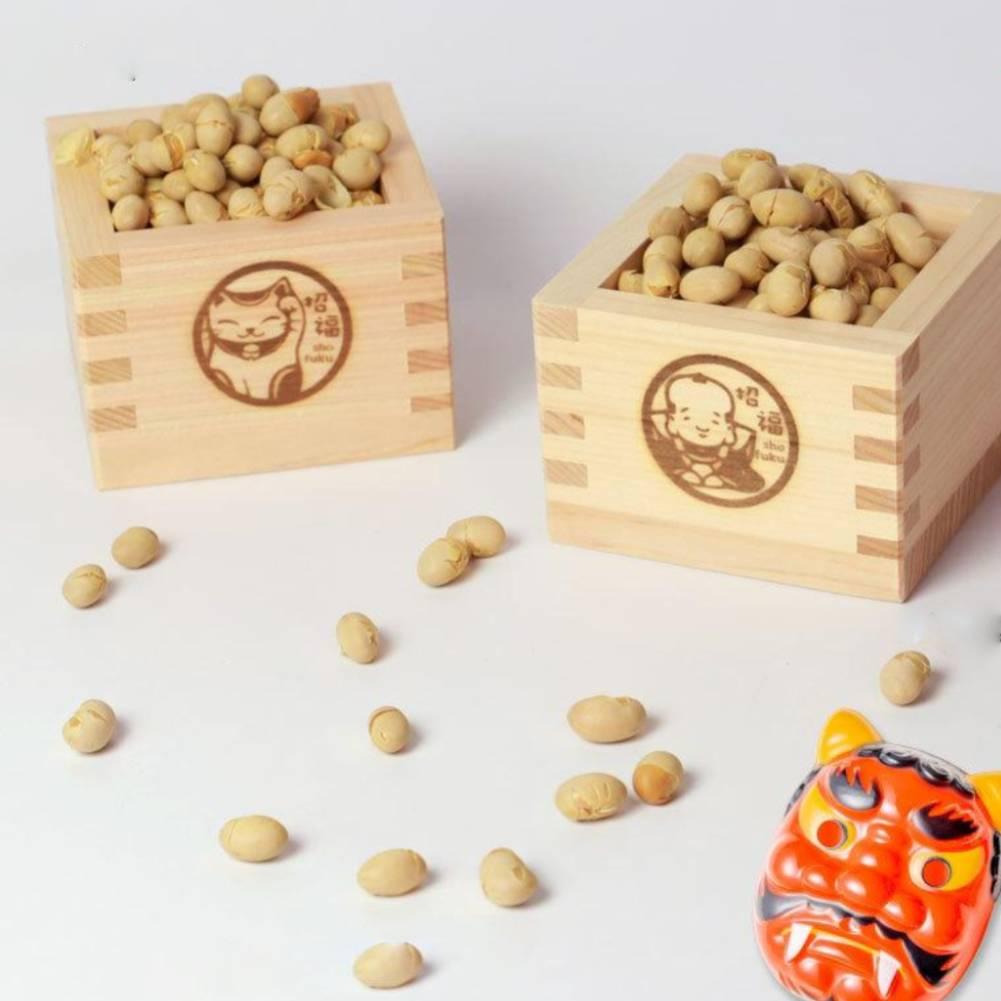 Hinoki Masu Japanese Cypress Sake Cup with Maneki Neko