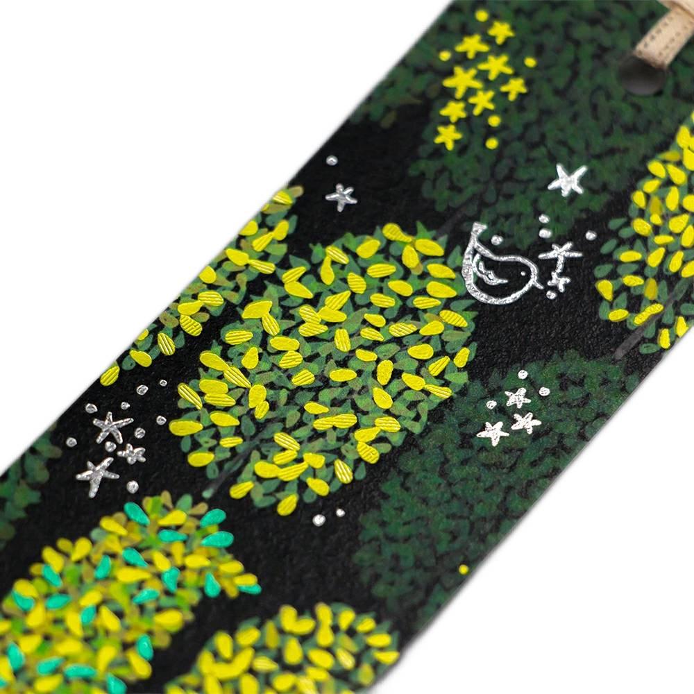 Holographic Foil Stamped Green Trees Bookmark Set – 2 Pieces