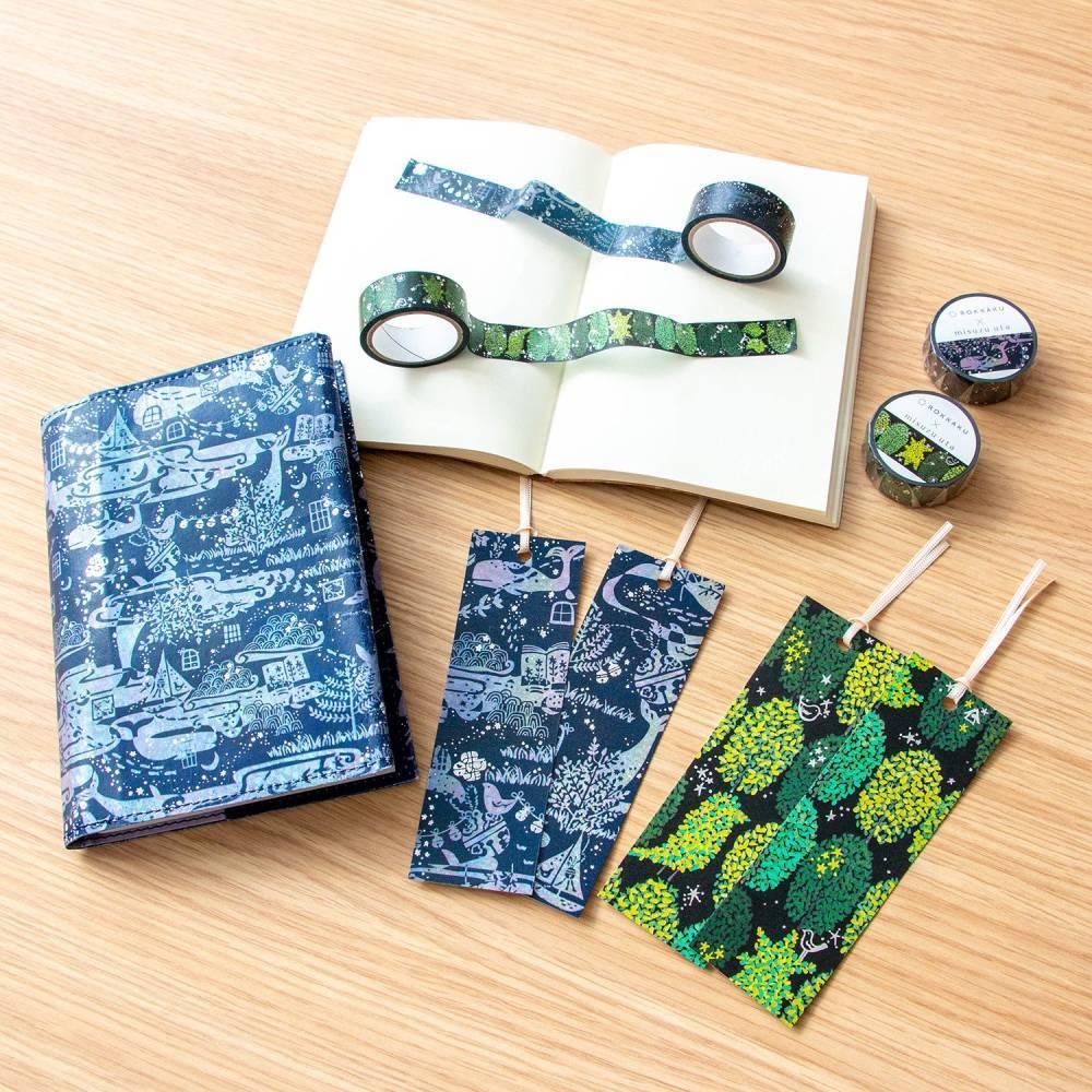 Holographic Foil Stamped Green Trees Bookmark Set – 2 Pieces