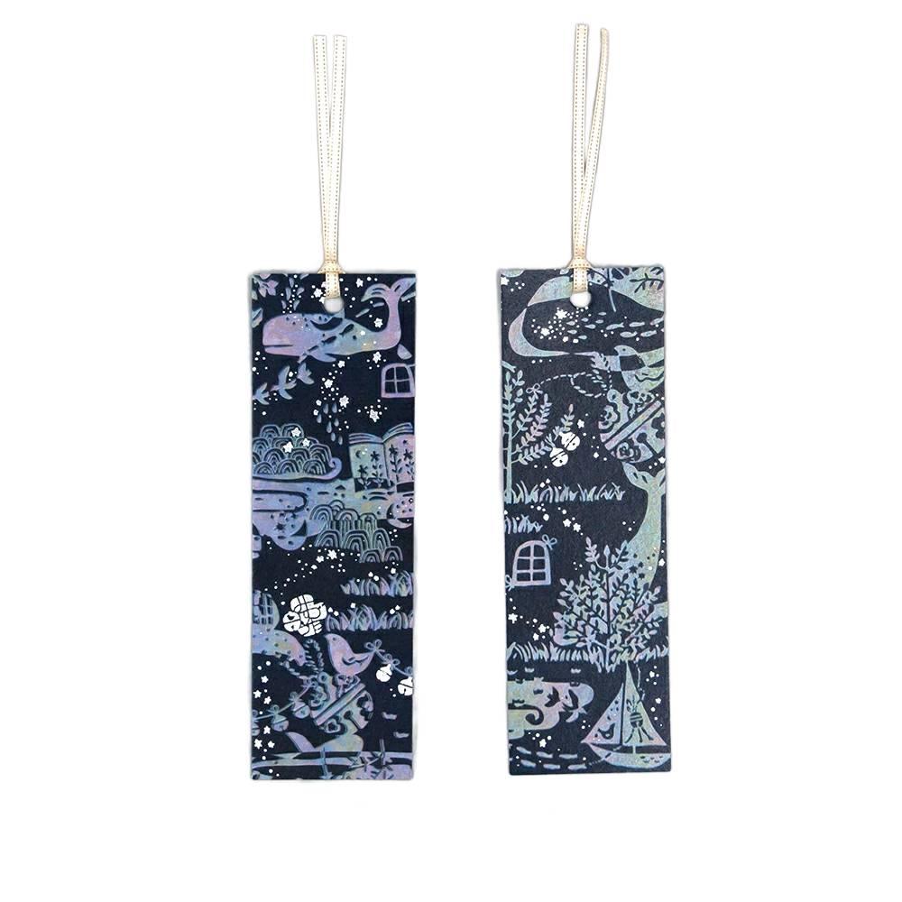Holographic Foil Stamped Whale Bookmark Set – Shimmering 2‑Pack