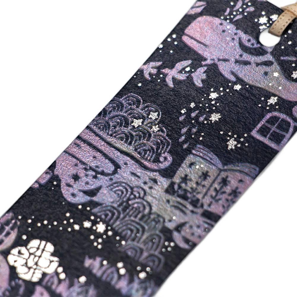 Holographic Foil Stamped Whale Bookmark Set – Shimmering 2‑Pack