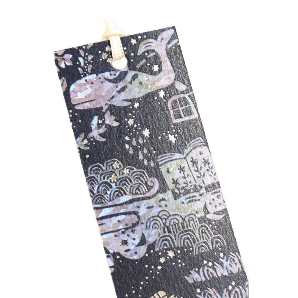 Holographic Foil Stamped Whale Bookmark Set – Shimmering 2‑Pack