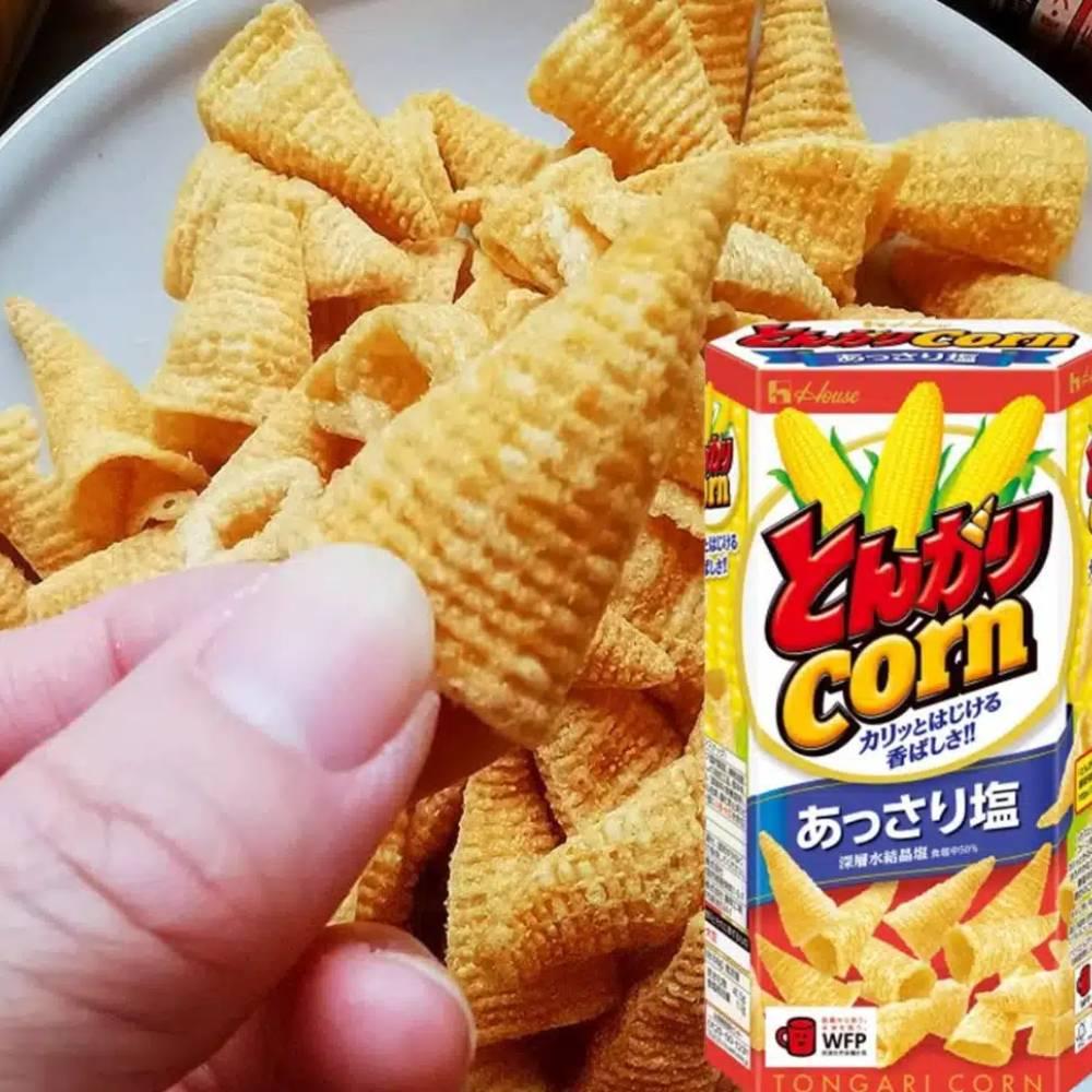 House Tongari Corn Japanese Cone-Shaped Lightly Salted Snack Pack