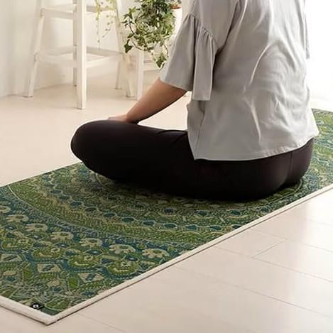 Ikehiko Green Mandala Rush Grass Tatami Yoga Mat 185cm