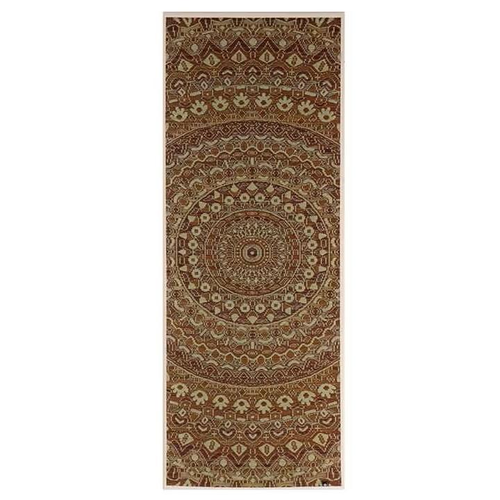 Ikehiko Red Mandala Tatami Yoga Mat made of natural Japanese rush grass with a non-slip backing