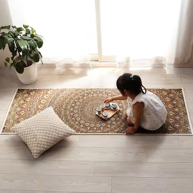 Ikehiko Red Mandala Tatami Yoga Mat 185cm Natural Rush