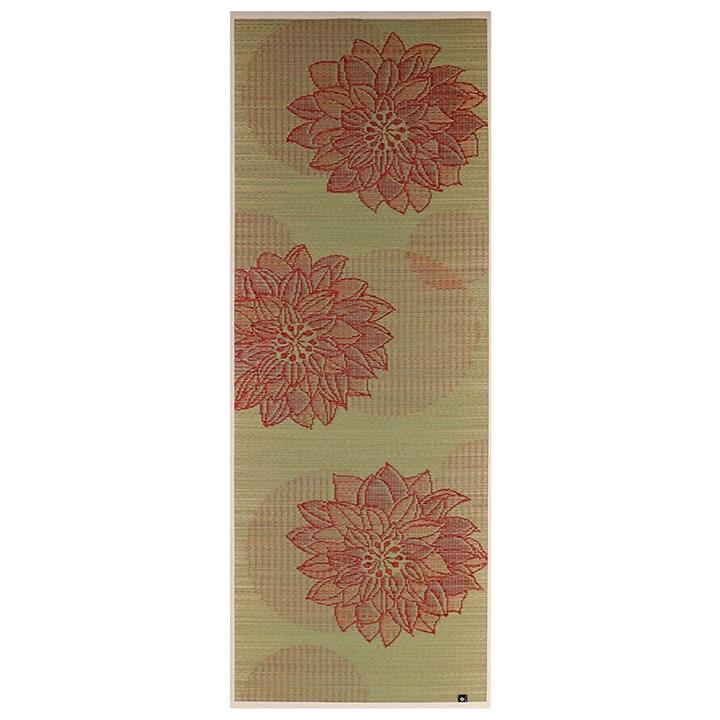Ikehiko natural igusa tatami yoga mat with elegant lotus flower pattern and non-slip backing