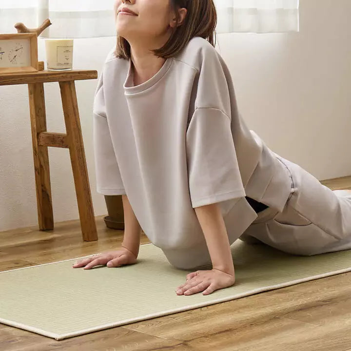 Ikehiko Natural Rush Grass Tatami Yoga Mat 185cm Eco‑Friendly
