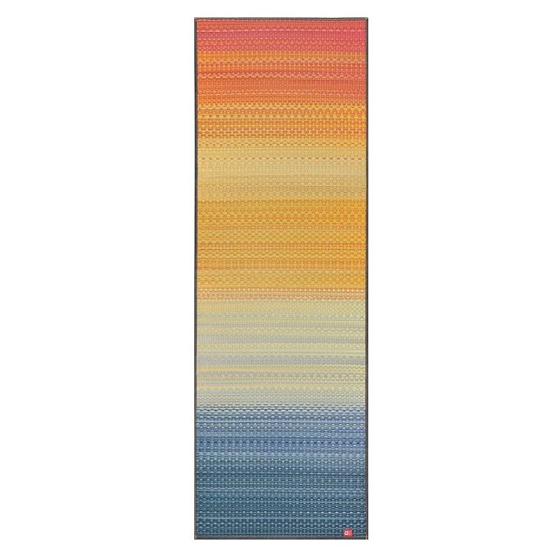Ikehiko Premium Igusa Tatami Yoga Mat with Rainbow Design and Denim Border 180cm