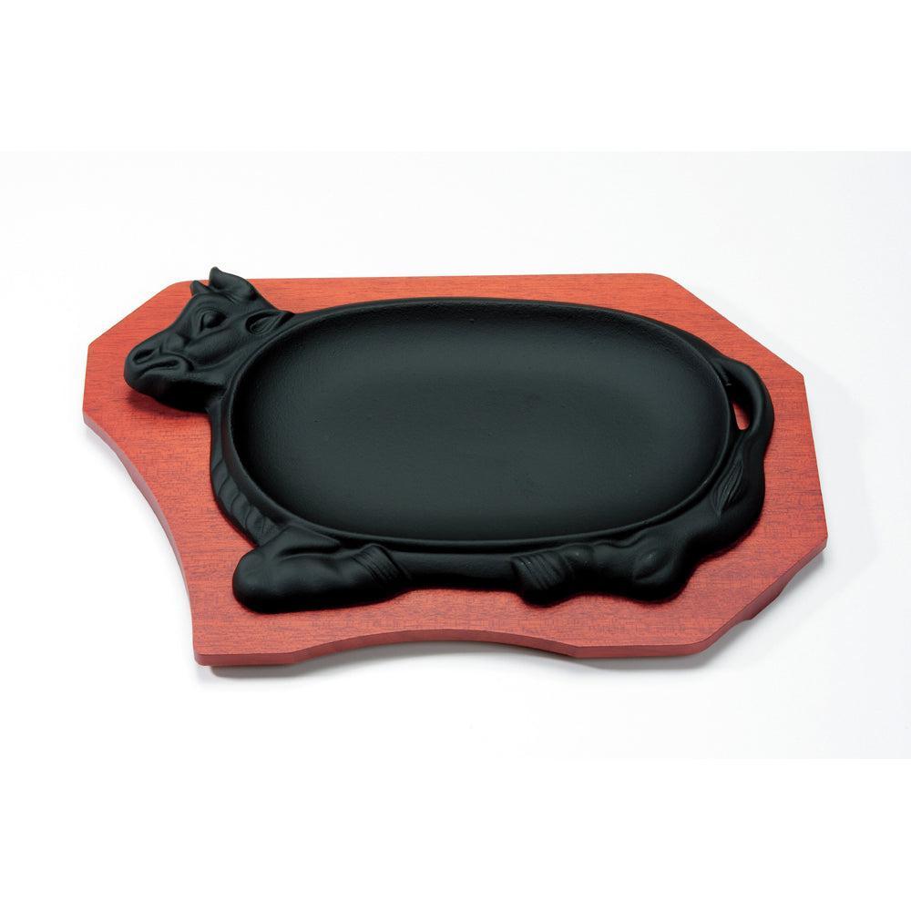 Ikenaga 21cm Cast Iron Cow-Shaped Sizzling Steak Plate – Japanese Quality