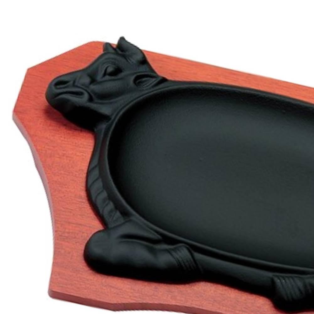 Ikenaga 21cm Cast Iron Cow-Shaped Sizzling Steak Plate – Japanese Quality