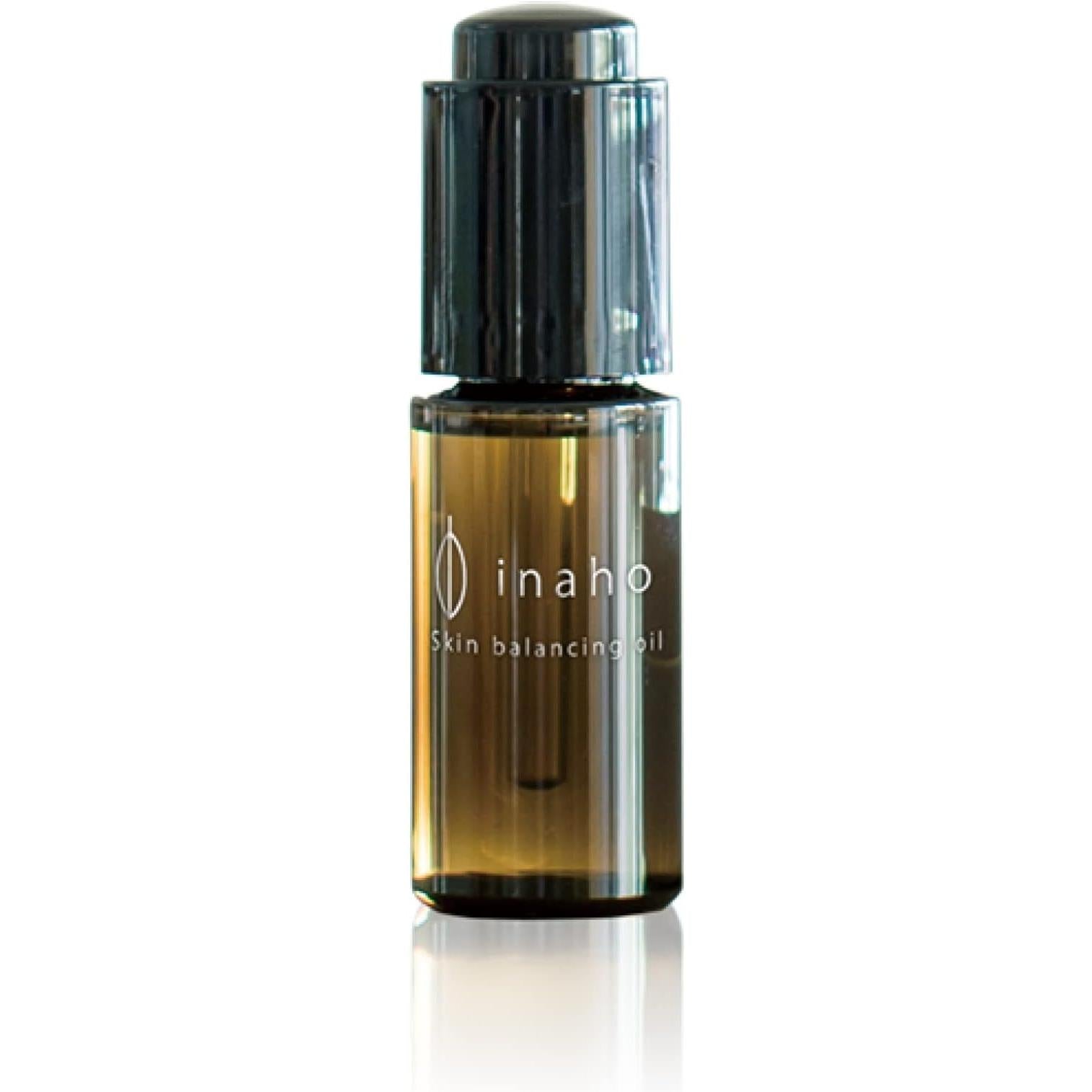 Inaho Rice Bran Balancing Beauty Oil 30ml glass bottle showcasing the clear, golden rice-derived oil