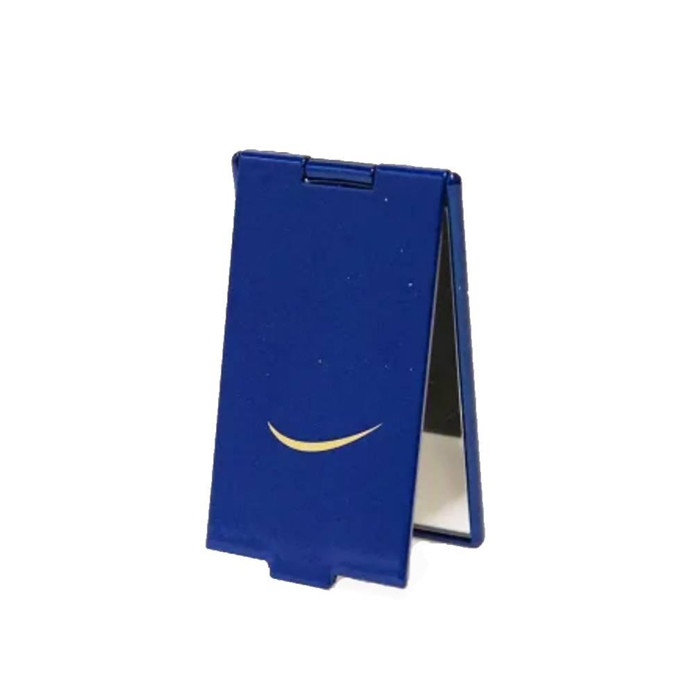 Indigo Blue Lacquered Standing Mirror featuring a gold and silver Crescent Moon Makie design on a deep blue background