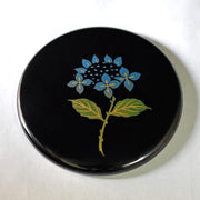 Isuke Handcrafted Compact Lacquer Mirror with Hydrangea Design and Bag