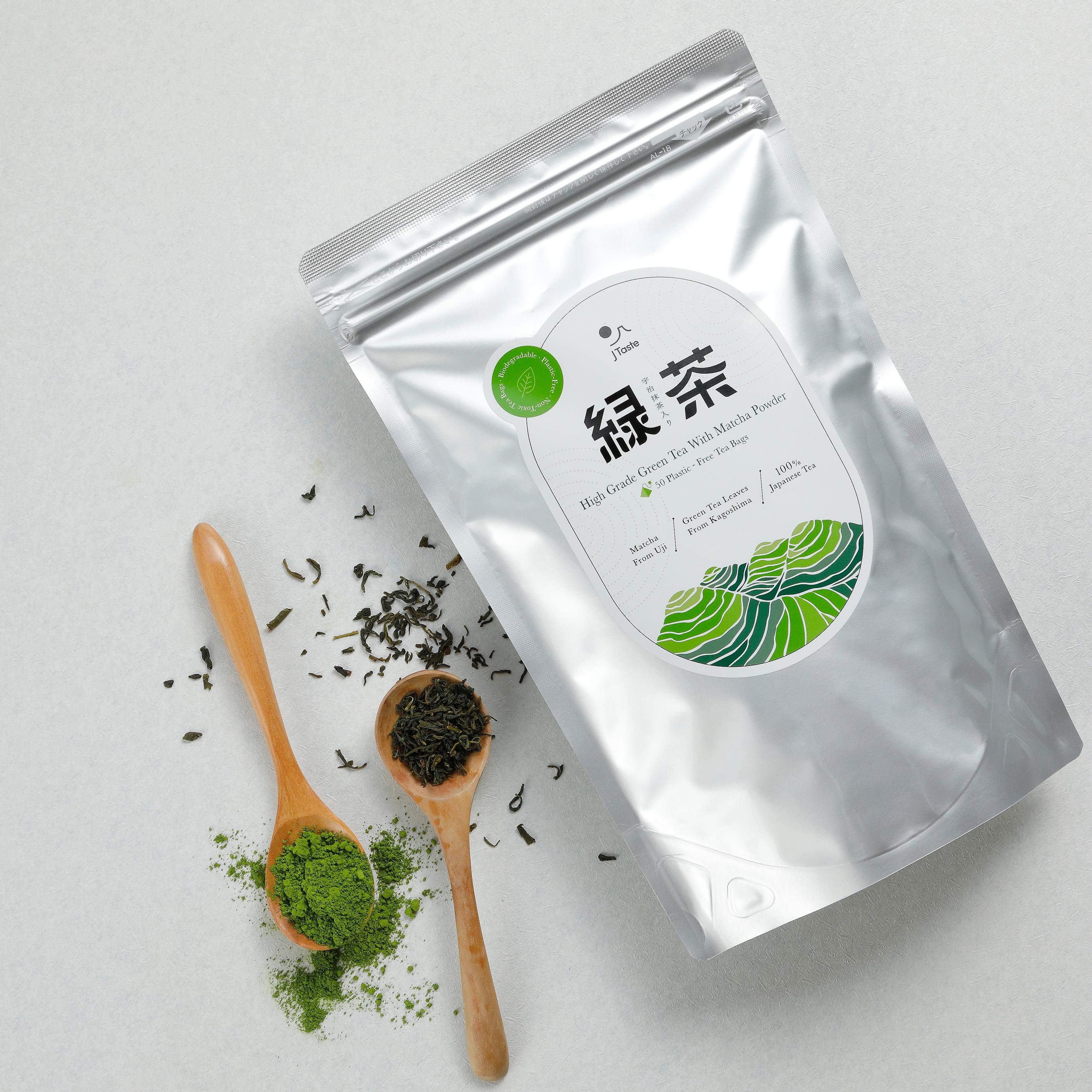 Premium Japanese Sencha Green Tea with Matcha, 50 Biodegradable Bags