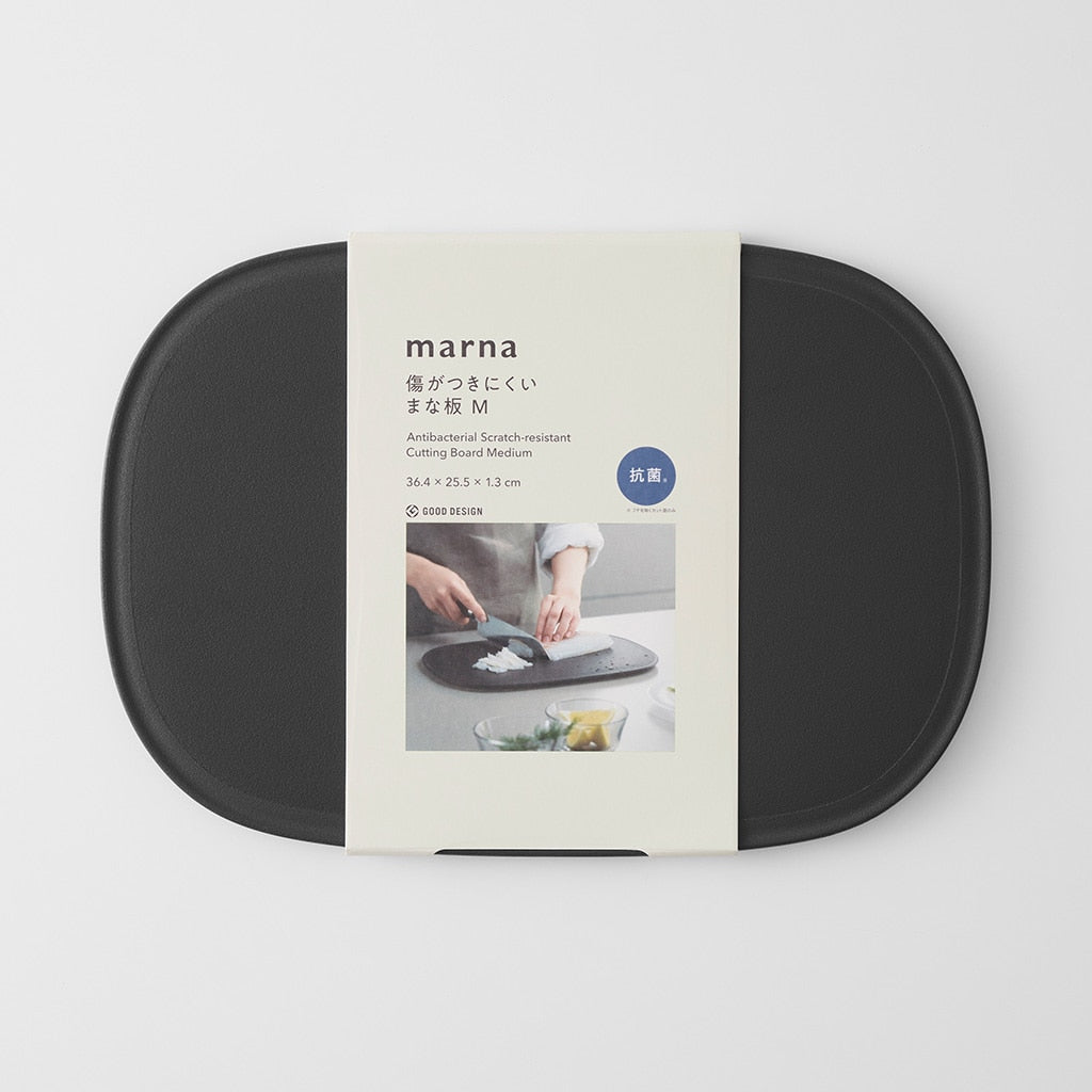 marna Scratch-Resistant Cutting Board M, Scratch-Resistant Cutting Board M in Dark Grey or Grey, TPU Surface With Antibacterial Cut Face, Finger Notch, Bleach Safe, Not for Boiling, Made in China, 36.4 x 25.5 x 1.3 cm and 759 g, Dark Grey or Grey